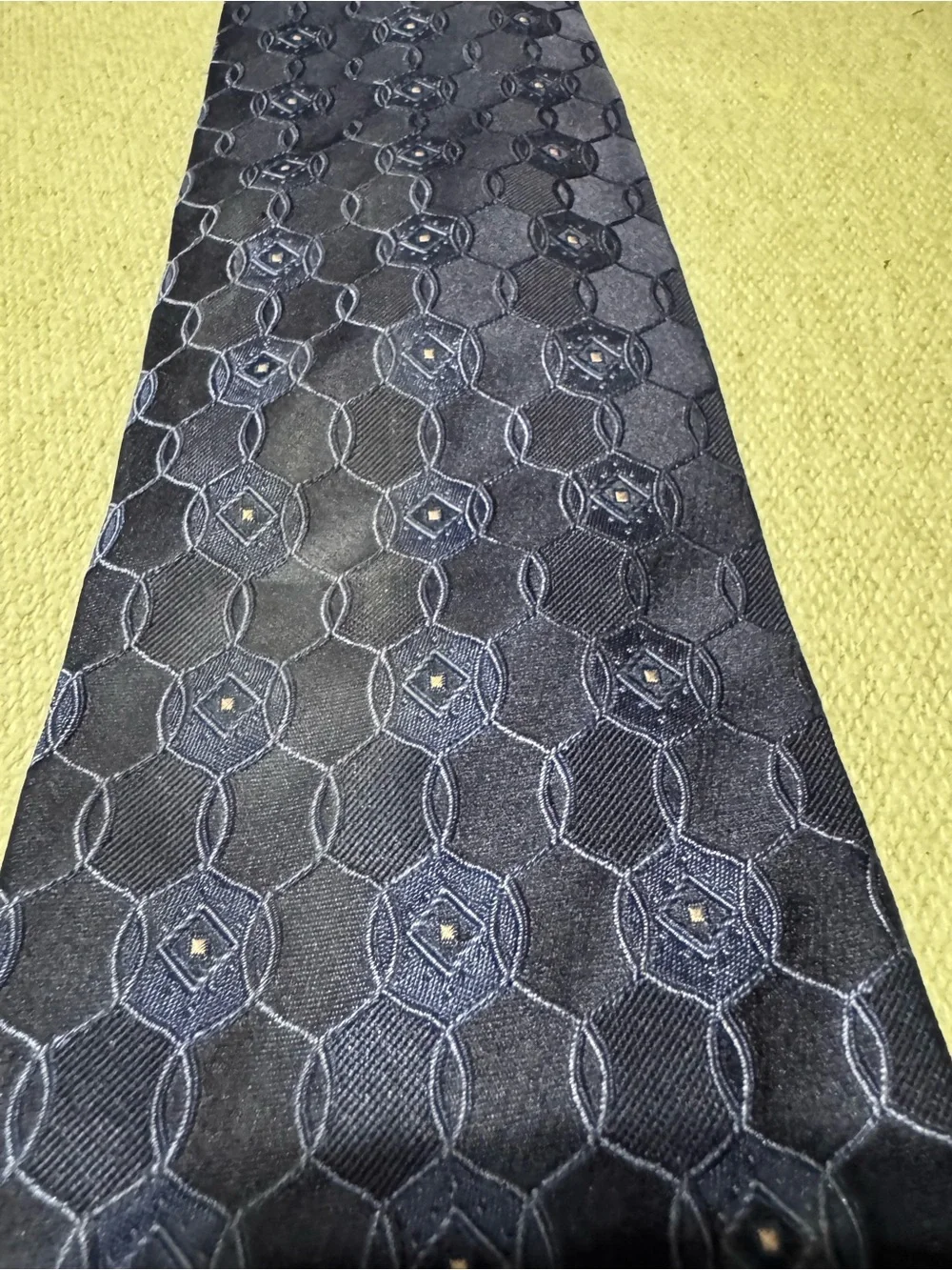 Sean John Navy Hexagon Pattern Silk Tie